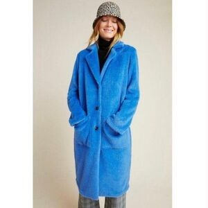 Women's Blue Faux Fur Coat